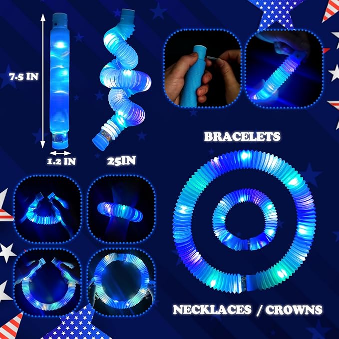 12 PCS Blue Glow Sticks for Kids,Light Up Pop Tubes Valentines Day Party Favors for Toddlers,Goodie Bag Stuffer Fillers,Birthday Mardi Gras Party Gifts Non Candy Treats Prizes Toy for Boy Girl