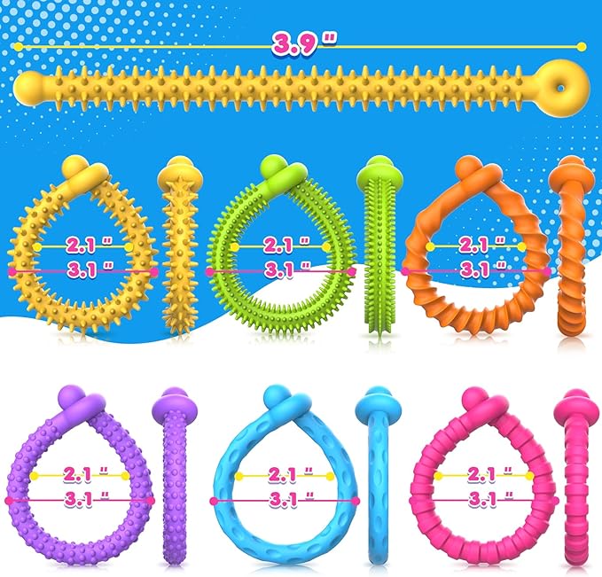 Sensory Toys Fidget Stretchy Strings: Fidget Toys Bracelet for Kids Calming - Adjustable Sensory Bracelet for Autism - Quiet Prizes Box Toys for Classroom 6 Pack