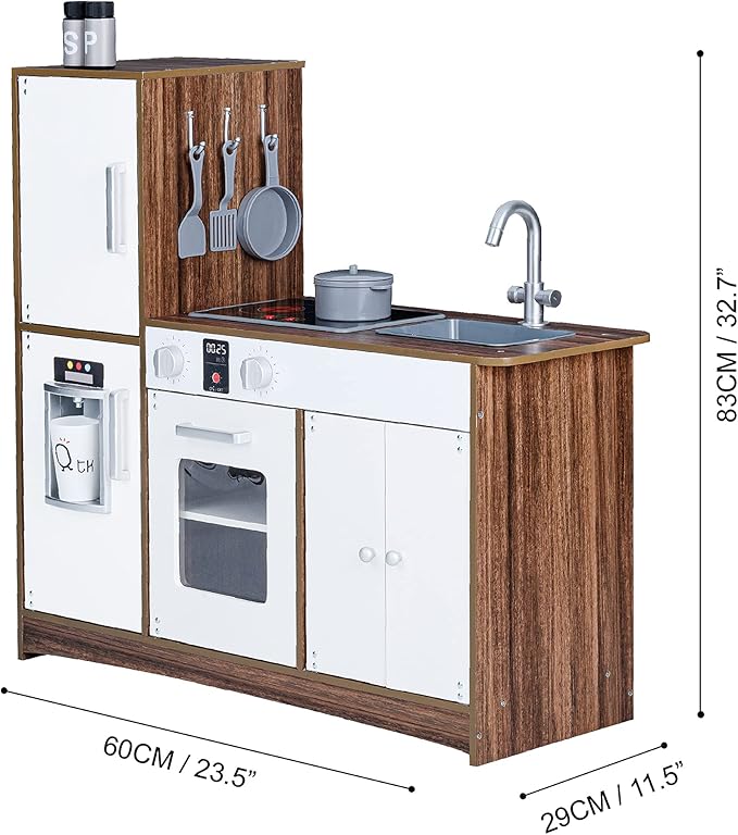 Teamson Kids Little Chef Palm Springs Classic Kids Play Kitchen with 6 Accessories, Natural/White