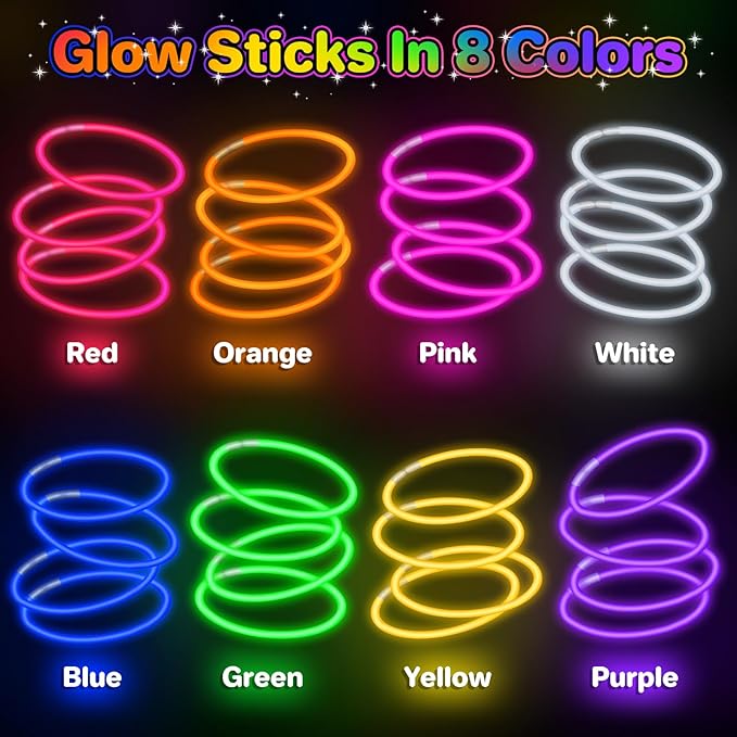 SpringFlower 360 PCS Glow Sticks Bulk Party Favors, 8" Glow in the Dark Party Supplies, Light Sticks for Party Favors Glow Necklaces and Bracelets for Kids or Adults