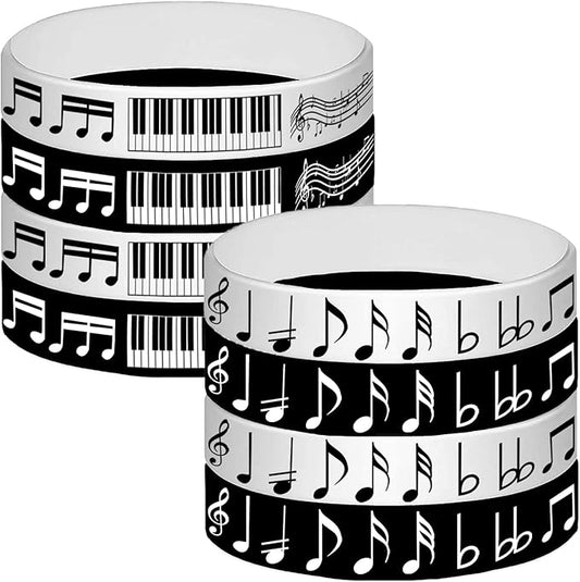 CupaPlay 24PCS Piano Notes Rubber Bracelets -Piano Notes Theme Party Supplies Decorations Music Birthday Baby Shower Slicone Wristbands Party Favors
