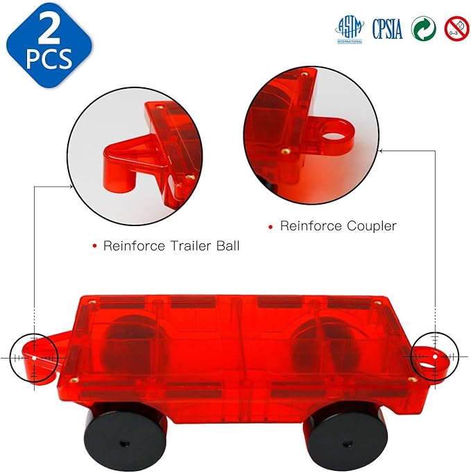 MAGBLOCK 2 Piece Car Set Suitable for Magnetic Blocks Tiles, Expand and Enrich Your Magnet Tiles STEM Educational Toys