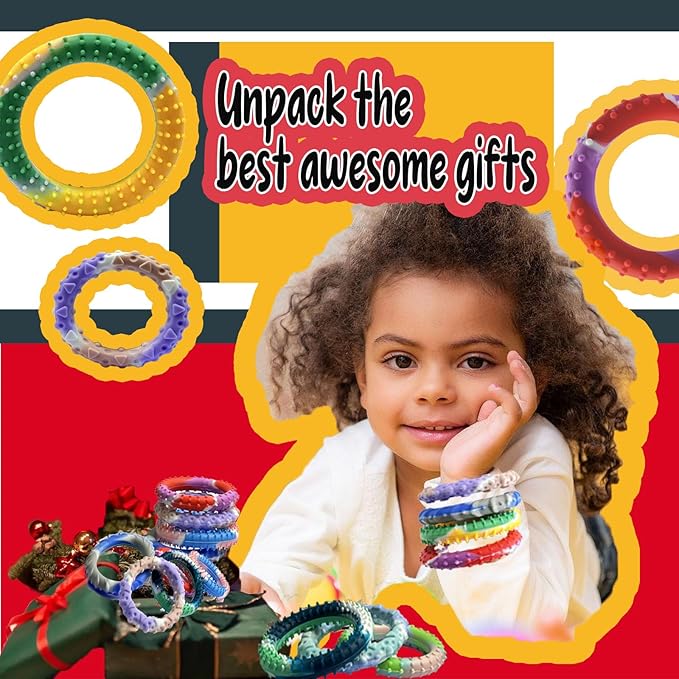 48pcs Random ColorSensory Fidget Toys for Kids Adults , Stretchy Fidget Bracelet &Texture & Calming Autism Sensory Toys for Special Needs Autistic Children &Calm Down Toy for Toddler Girls Boys