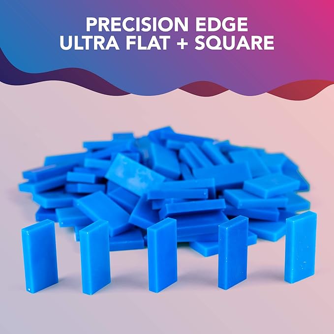 Bulk Dominoes Plastic Bulk 100pcs – Building and Stacking and Chain Reaction Toppling STEAM Toy Blocks for Kids (Blue)