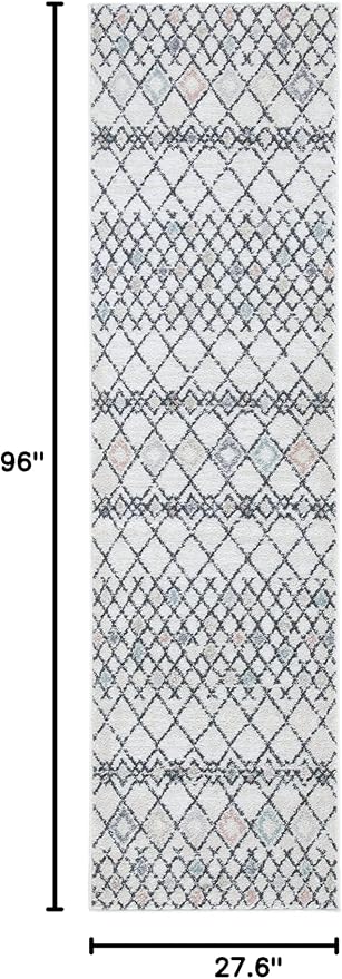 SAFAVIEH Amsterdam Collection Runner Rug - 2'3" x 8', Ivory & Beige, Moroccan Boho Design, Non-Shedding & Easy Care, Ideal for High Traffic Areas in Living Room, Bedroom (AMS115A)