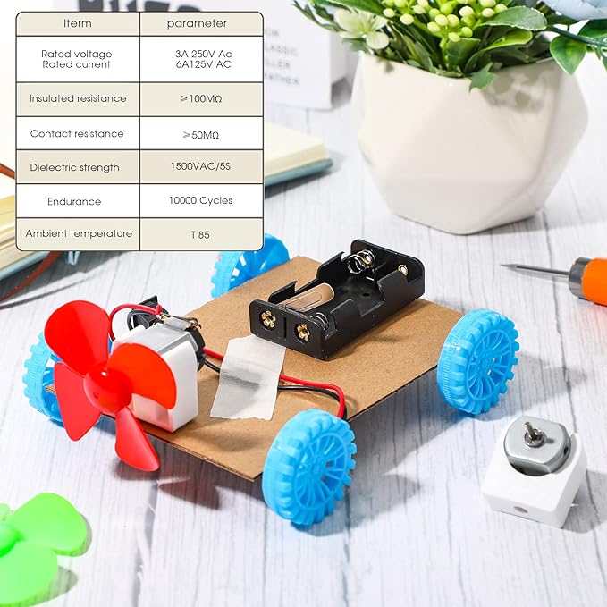 12 Set 135 Pcs DC Motors Kit, Tiny Motor Kit 1.5-3V 15000RPM, Shaft Propeller for DIY Science Project, 2 x AA Battery Holder, Suitable for Kids Experiment Enlightenment DIY Science Projects