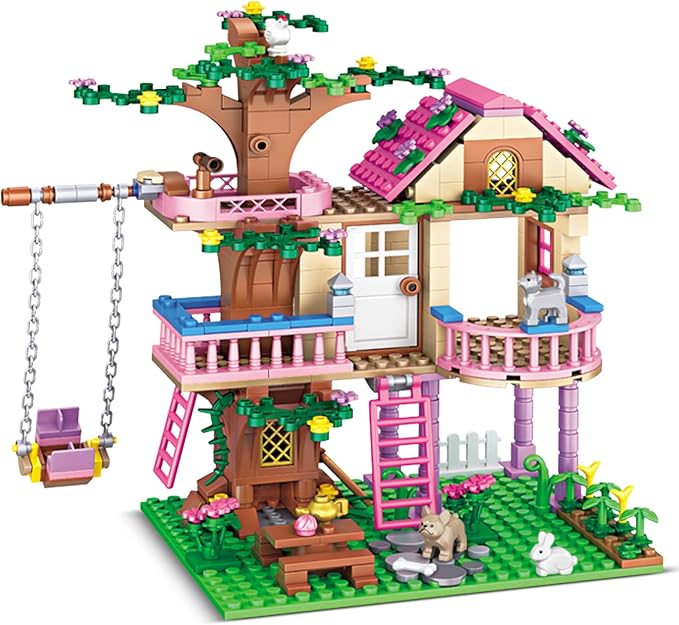 Tree House Building Set Compatible with Lego Friends, 504 PCS Forest House Building Kit Birthday Gift for Kids Girls Boys Age 6-12 Years(7652)