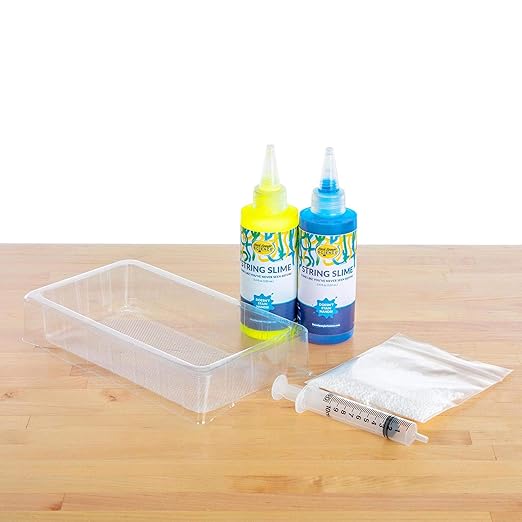 Steve Spangler Science String Slime Starter Kit, Includes Blue and Yellow (3.4 oz. Each) – DIY Slime Science Experiment Kit for Kids, Explore and Teach Science of Polymers, Exciting STEM Activity