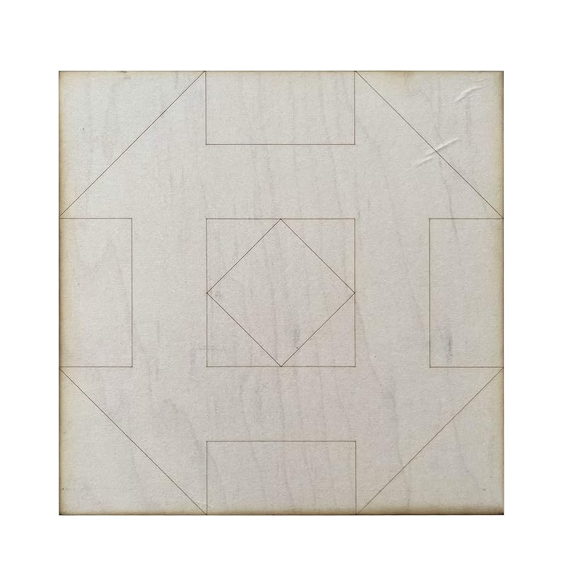Unfinished Barn Quilt Square Wooden Sign, Country Decor Canvas Quilts Blocks (6 inches, Greek Square)