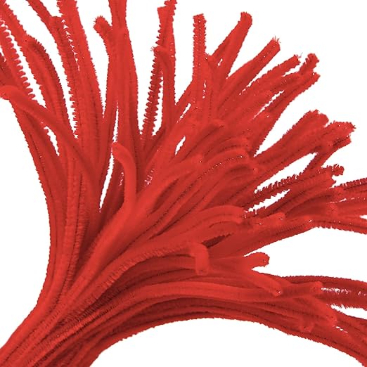 Cuttte Pipe Cleaners Craft Supplies - 300pcs Red Pipe Cleaners Chenille Stems for Craft Kids DIY Art Supplies (6 mm x 12 inch)