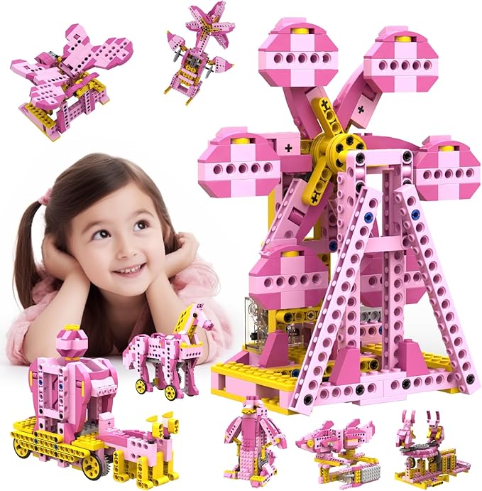 Apitor Robot G STEM Kits for 6-7 Year Old Girl, 8 in 1 Electric Building Toys for Kids 6-8 8-10, DIY Educational Construction Science Kit for Girls 6-12 Christmas Birthday Gift