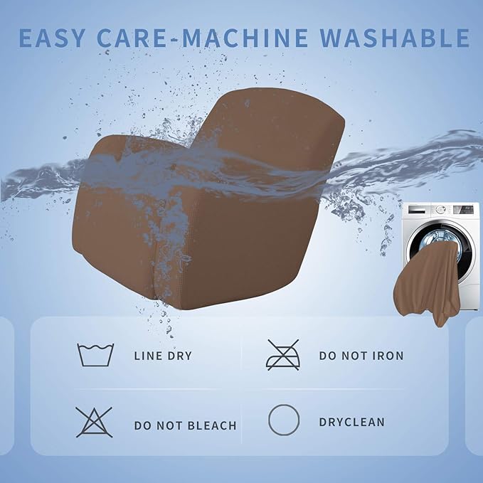 Easy-Going Oversized Recliner Stretch Sofa Slipcover Sofa Cover 1 Piece Furniture Protector Couch Soft with Elastic Bottom Kids,Polyester Spandex Jacquard Fabric Small Checks(Oversize Recliner,Brown)