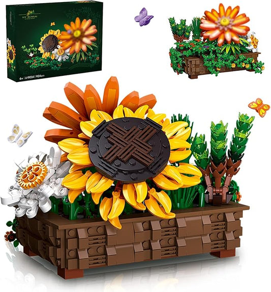 Flower Botanical Bonsai Building Set Sunflower Flower Building Toy Compatible with Lego Flowers Sets for Adults & Boys Girls 924PCS