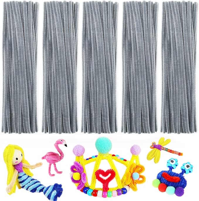 Pipe Cleaners, Pipe Cleaners Craft, Arts and Crafts, Crafts, Craft Supplies, Art Supplies (Grey)…