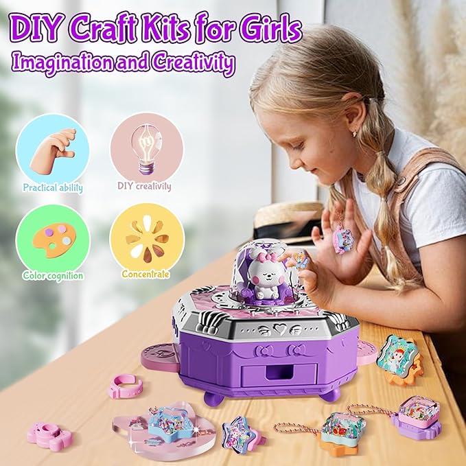 Jewelry Toys for Girls, 153Pcs Toddler Girls DIY Toy Rabbit Jewelry Making Kit for 4 5 6 7 8 Years Old, Arts and Crafts Supplies for Kids,Play Jewelry Princess Toys for Dress Up, Easter Birthday Gifts