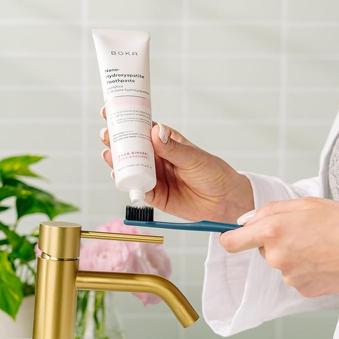 Boka Classic Manual Toothbrush with Extra Soft Activated-Charcoal, Tapered Bristles, Bioplastic Handle That Includes Travel Cap, Dentist-Approved, Great for Adults and Kids, Pink (Pack of 1)