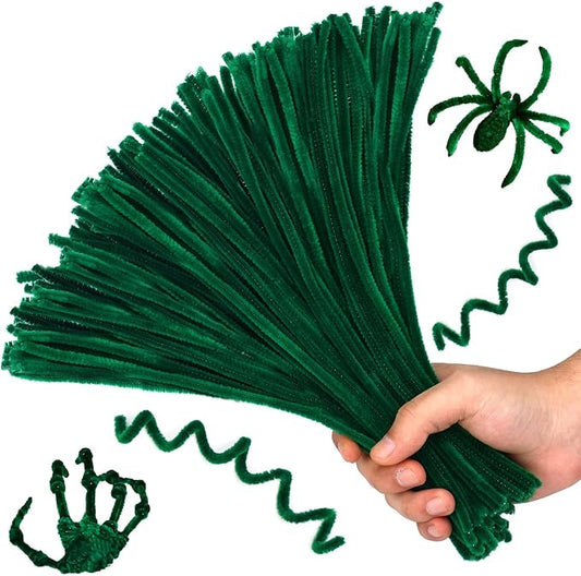 Pipe Cleaners, 100PCS Dark Green Pipe Cleaners Craft Supplies, Pipe Cleaners Bulk Fuzzy Sticks for DIY Art and Craft Projects Home Decoration