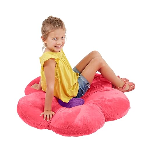 ECR4Kids SoftZone Flower Floor Pillow, Seating Cushion, Bright Pink
