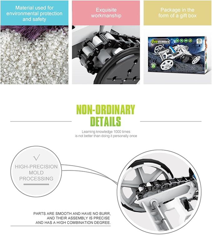 STEM Projects for Kids Ages 8-12 | STEM Kits for Kids | Electronics Circuits Engineering and Science Experiments for Teens | 4WD Climbing Vehicle,DIY STEM Toys for Boys and Girls