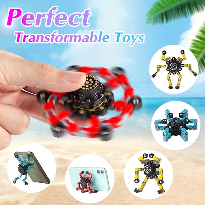 Transformable Fidget Spinners for Kids and Adults Stress Relief Sensory Toys for Boys and Girls Fingertip Gyros for ADHD Autism for Kids (Fidget Toys 48pc)