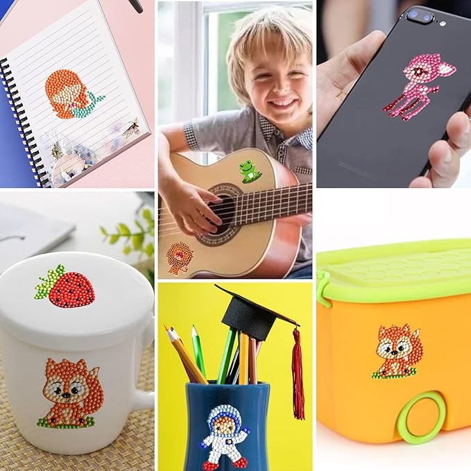 sinceroduct 80pcs Diamond Stickers for Kids - 5D DIY Gem Art Kits, Safe and Colorful Crafts for Girls, Boys, and Beginners