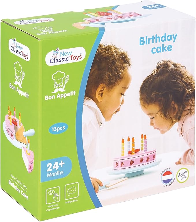 New Classic Toys Wooden Ice Cream Set Pretend Play Toy for Kids Cooking Simulation Educational Toys and Color Perception Toy for Preschool Age Toddlers Boys Girls