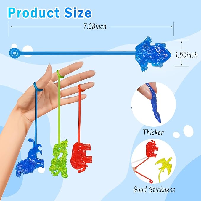36PCS Sticky Hands Bulk Animal Dinosaur Party Favors for Kids Stretchy Sticky Hand Fidget Toys Goodie Bag Stuffers Treasure Box Toys for Classroom Prizes Birthday Party Supplies Easter Basket Stuffers