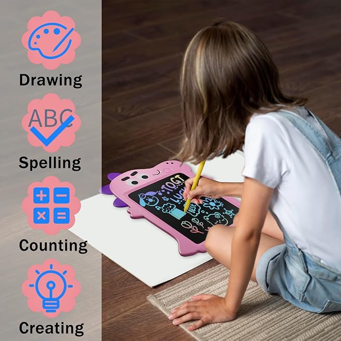 Drawing Writing Tablet, Easel for Kids, Toddlers Drawing Toy Educational Learning Drawing Pad Doodle Board for Toddlers 3-12 Year Old Girls Boys(Pink)
