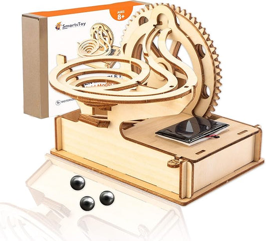 Solar Wooden Marble Run for Kids 8-12 - Wood 3D Puzzle - Building Blocks Toy & Construction Play Set - Marble Maze Track & Race Game- Educational Science Experiment & STEM Learning Gift for Boys Girls