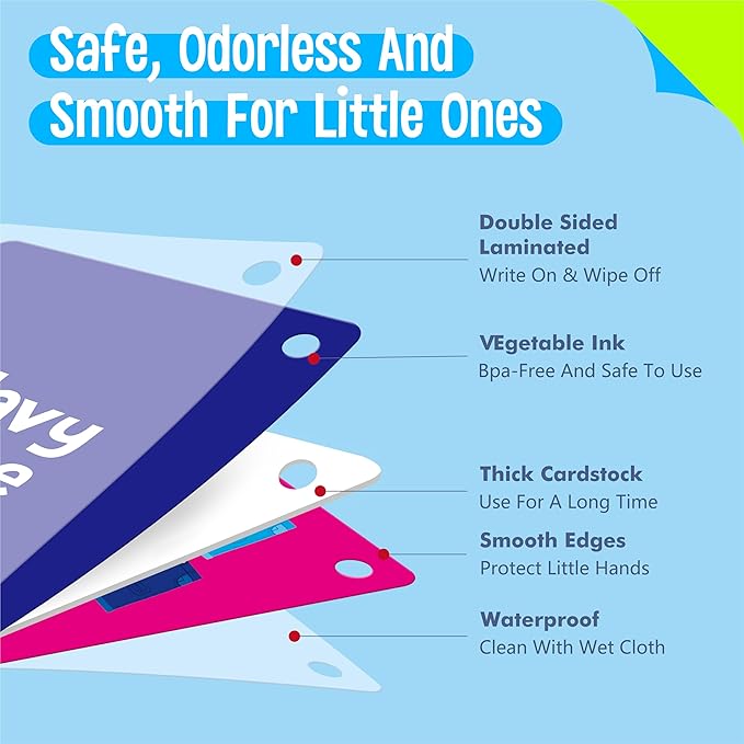 Color & Shape Flashcards, 50 Double-Sided Cards (30 Colors & 20 Shapes) Colorful Cards Educational Learning Tools for Preschool and Toddlers (3 Reclosable Rings Attached)