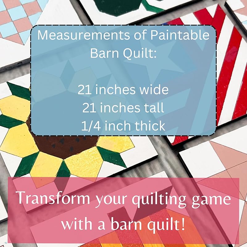 4th of July Unfinished Barn Quilt Square Wooden Sign, Country Decor Canvas Quilts Blocks (21 inches, Flag)