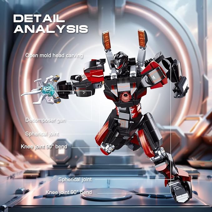 DAHONPA Dark Warrior Transforming Mech Building Blocks Set (585 PCS), Assembly Mecha Robot Model Kit, Technology City MechWarrior Toy, Christmas Birthday Gifts for Adults and Kids