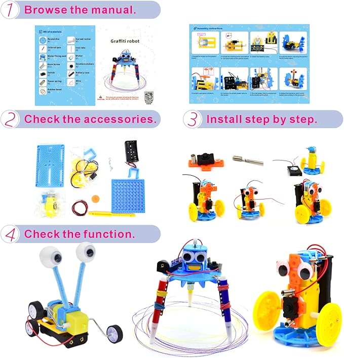 STEM Robotics Kit - Educational Science Kits 6 Sets - Hands-On STEM Projects for Kids 6-8 - STEM Toys for Boy Girl 6 7 8 9 10 11+ DIY Engineering Build Robot Building Kits Science Experiments for Kids