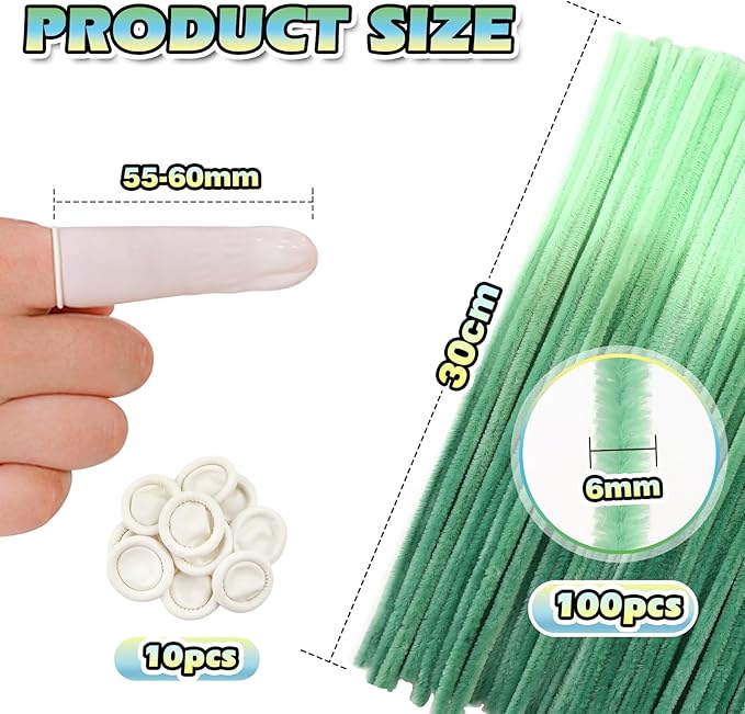 TOAOB 100pcs Pipe Cleaners Gradient Green Chenille Stems for Crafts 12 Inch Fuzzy Sticks Craft Supplies for DIY Art Craft Projects Home Decorations