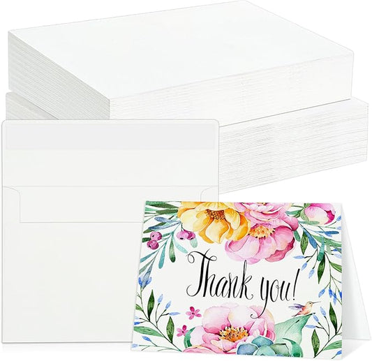 60 Sets Watercolor Cards with Envelopes, 140 lb/300 GSM Watercolor Paper Cards, 5x7 Inch Foldable Blank Watercolor Postcards and Envelopes for Greeting Cards, Wedding Invitations, Thank You Cards