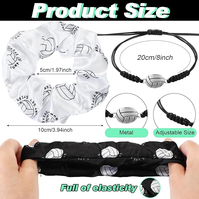 Nuogo 60 Pcs Volleyball Party Favors Gifts for Team Include 12 Volleyball Cosmetic Bag 12 Volleyball Keychains 12 Volleyball Hair Scrunchies 12 Volleyball Hair Ties 12 Volleyball Bracelets