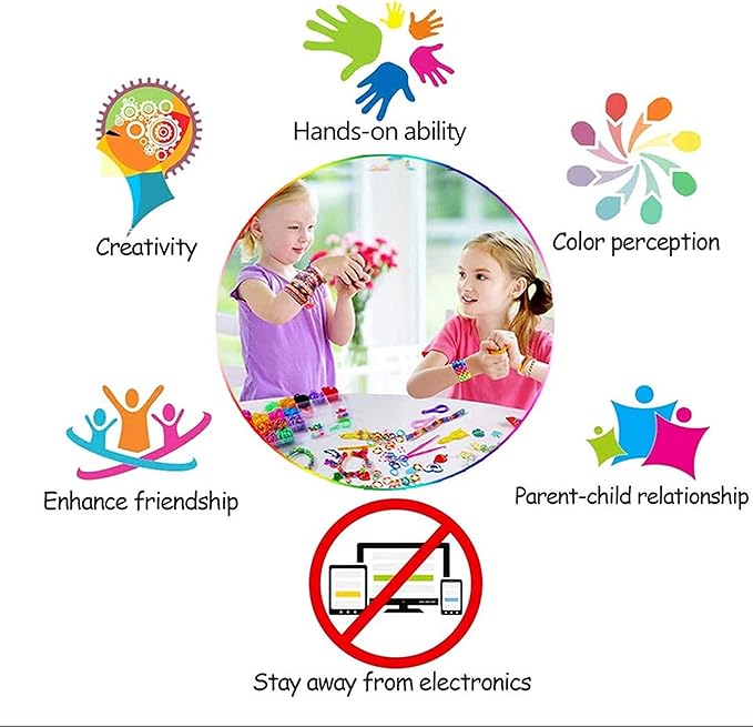 XYTLAX Rubber Band Bracelet Kit, Loom Making Kit for Girl, Loom Bands Refill Kits for Children Boy Girls Gift DIY Friendship Bracelets- Christmas Holiday Gifts