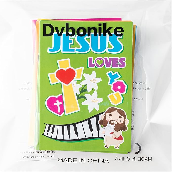 Dvbonike 48Pcs Jesus Loves You Coloring Books - Religious Bible DIY Color-in Pages Booklet Bulk Drawing Holiday Christian Activity Supplies for Sunday School Classroom Rewards Artwork Gift for Kids