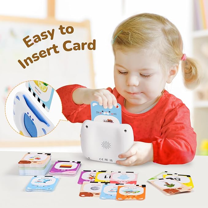 Bilingual Spanish & English Talking Flash Cards for Toddlers 1-5, 454 Words+6 Songs, Clear Voice & Thick Cards & Easy to Slide in and Out, Independent Play & Speech Development Toys