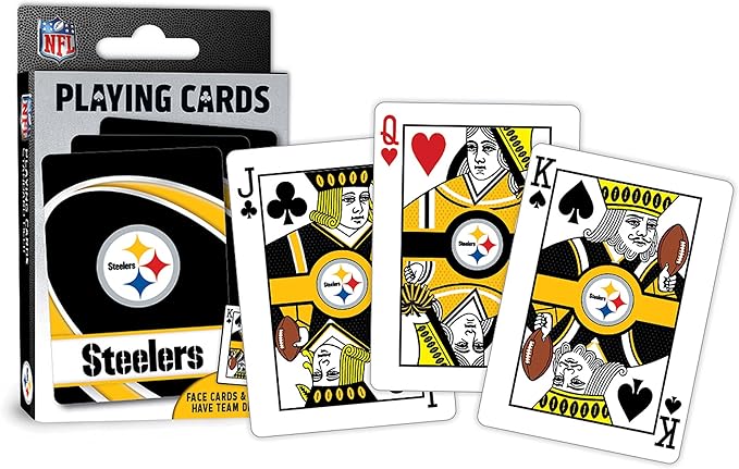MasterPieces - NFL Playing Cards, Officially Licensed Pittsburgh Steelers Football Deck, Family Games for Adults and Kids, Standard Index