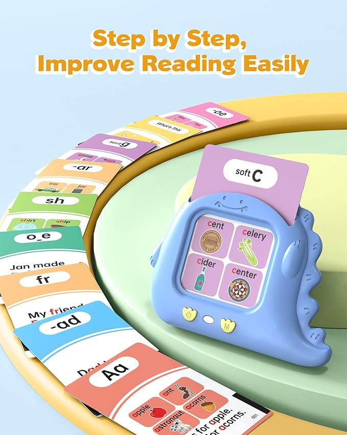 Phonics Talking Flash Cards for Toddlers 2-8, Digraphs CVC Blends Long Vowel Sounds Spelling Reading, Autism Toys, Montessori Toys with 252 Words, Preschool Kindergarten Language Learning Toys