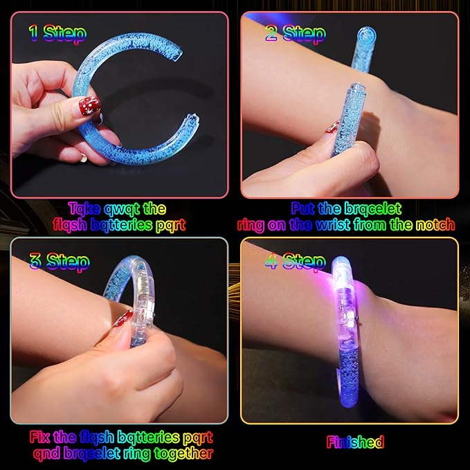 Visen 24 Pack Glow Sticks Bracelets,6 Color LED Bracelets,Light Up Bracelets Toys,Glow In The Dark Party Supplies for Adults,Neon Rave Party Favors for Concert Birthday Carnival Parties Night Events