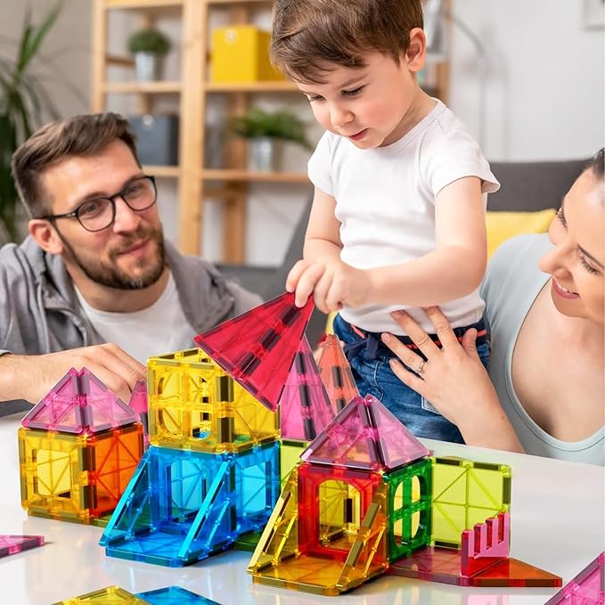 Jasonwell Magnetic Tiles Building Blocks Set for Boys Girls Preschool Educational Magnet Construction Kit Stacking STEM Toys Christmas Birthday Gifts for Kids Toddlers 3 4 5 6 7 8 9 10 + Year Old