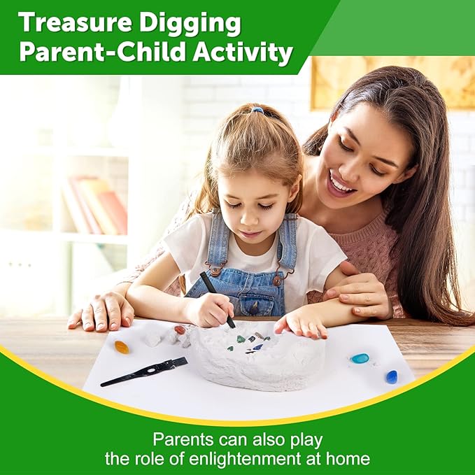 Gemstone Gem Dig Kit, Crystals Digging Set, Educational DIY Toys Science Kit-Dig Up Unique Real Gemstone, Geology Archaeology Gifts for Boys Girls Kid Toys