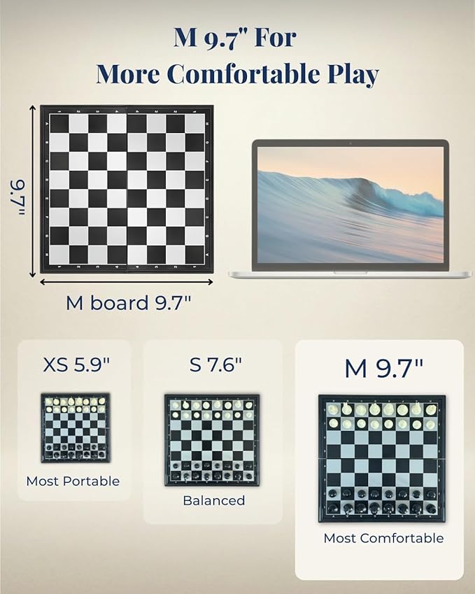 Travel Chess Set Magnetic Portable Folding Chess Board (Medium / 9.7 Inch)