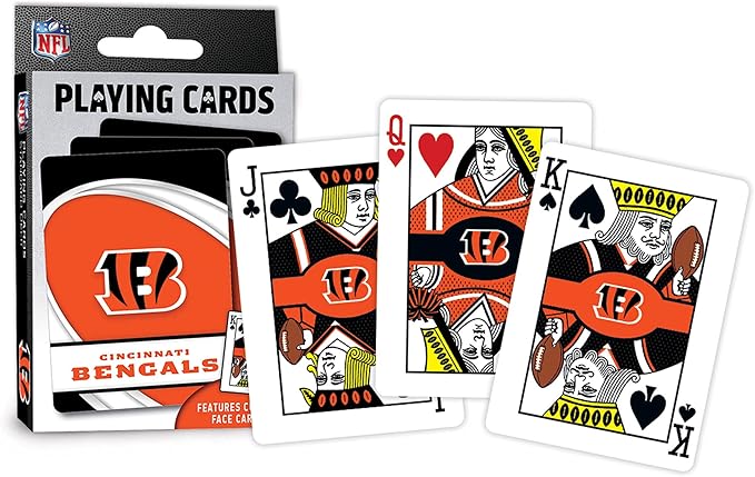 MasterPieces - NFL Playing Cards, Officially Licensed Cincinnati Bengals Football Deck, Family Games for Adults and Kids, Standard Index
