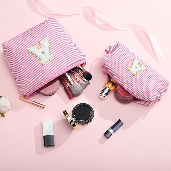 YOOLIFE Birthday Gifts for Kids Teen Girls Gifts for Girls, Pink Makeup Bag Cosmetic Bag Daughter Sister Gifts Birthday Gifts for Girls Women Teacher Gifts Preppy Makeup Bag Mothers Day Gifts L