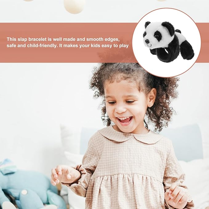 Abaodam Animal Slap Bracelet Panda Slap Bracelet Plush Panda Stuffed Animal Hugger Snap Wrist Band for Kids Birthday Party