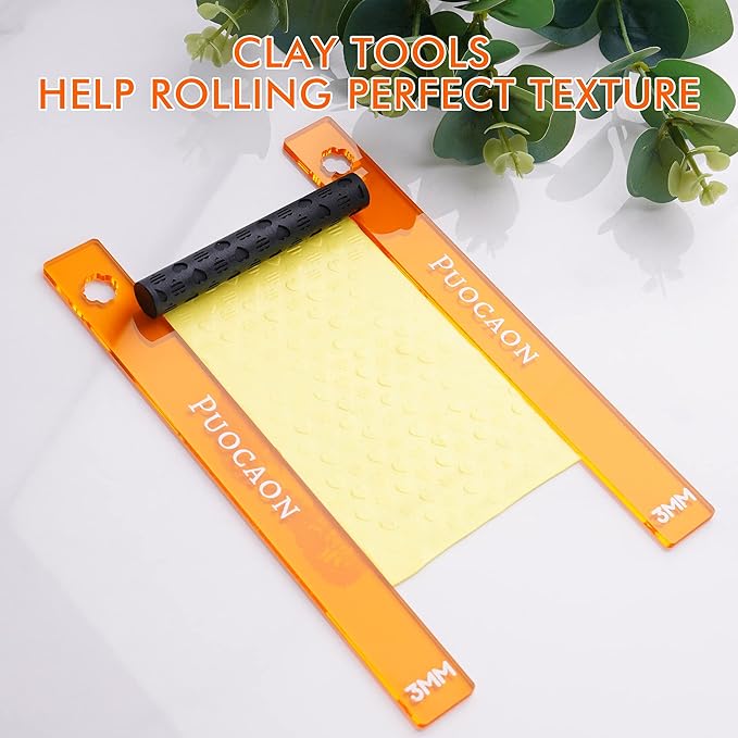 Puocaon Polymer Clay Depth Guides - 8 Pcs Thickness Depth Guide for Polymer Clay Jewelry, Polymer Clay Rolling Tools for Earrings, Roller Depth Guides, Acrylic Polymer Clay Tools for Jewellery
