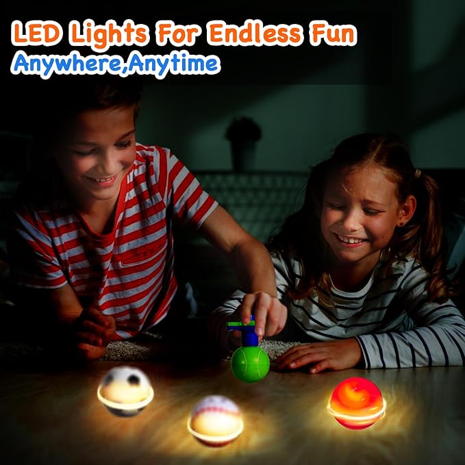 10Pack LED Light Up Spinner Tops Launcher with Gyroscope Motion Colorful Flashing Toys Novelty Bulk Goodie Bag Fillers Gifts Stuffers for Birthday Party Favors